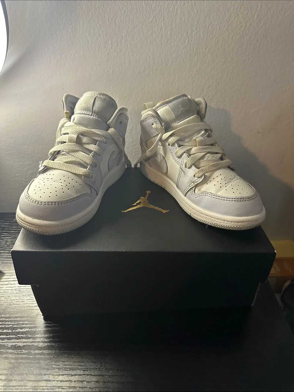 Jordan Kids White and Light Gray High-Top Sneakers